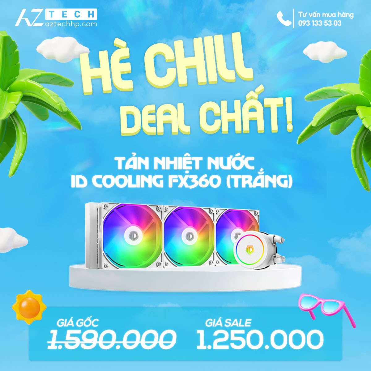 TẢN NHIỆT NƯỚC ID COOLING FX360 (TRẮNG)