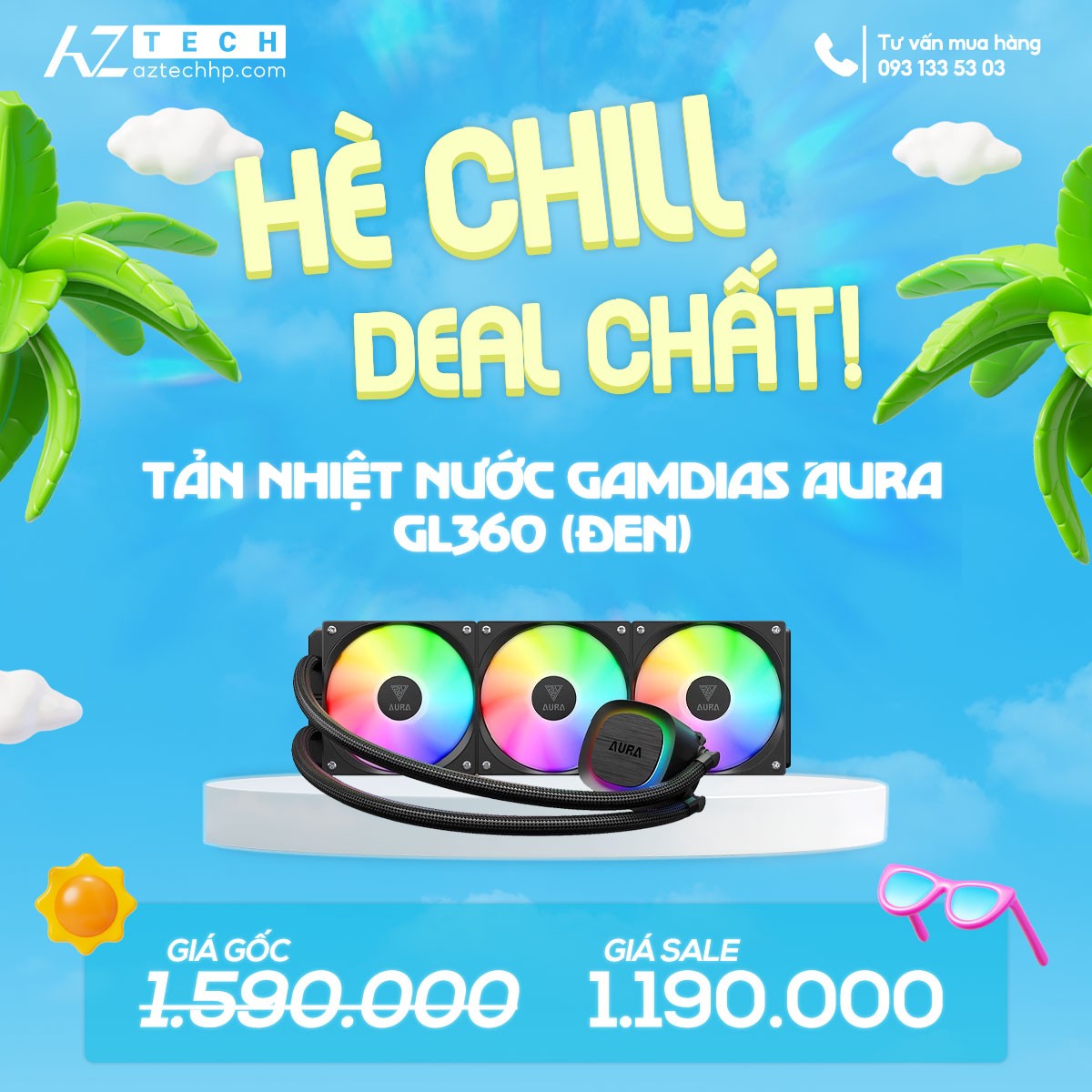 TẢN NHIỆT NƯỚC GAMDIAS AURA GL360 (ĐEN)