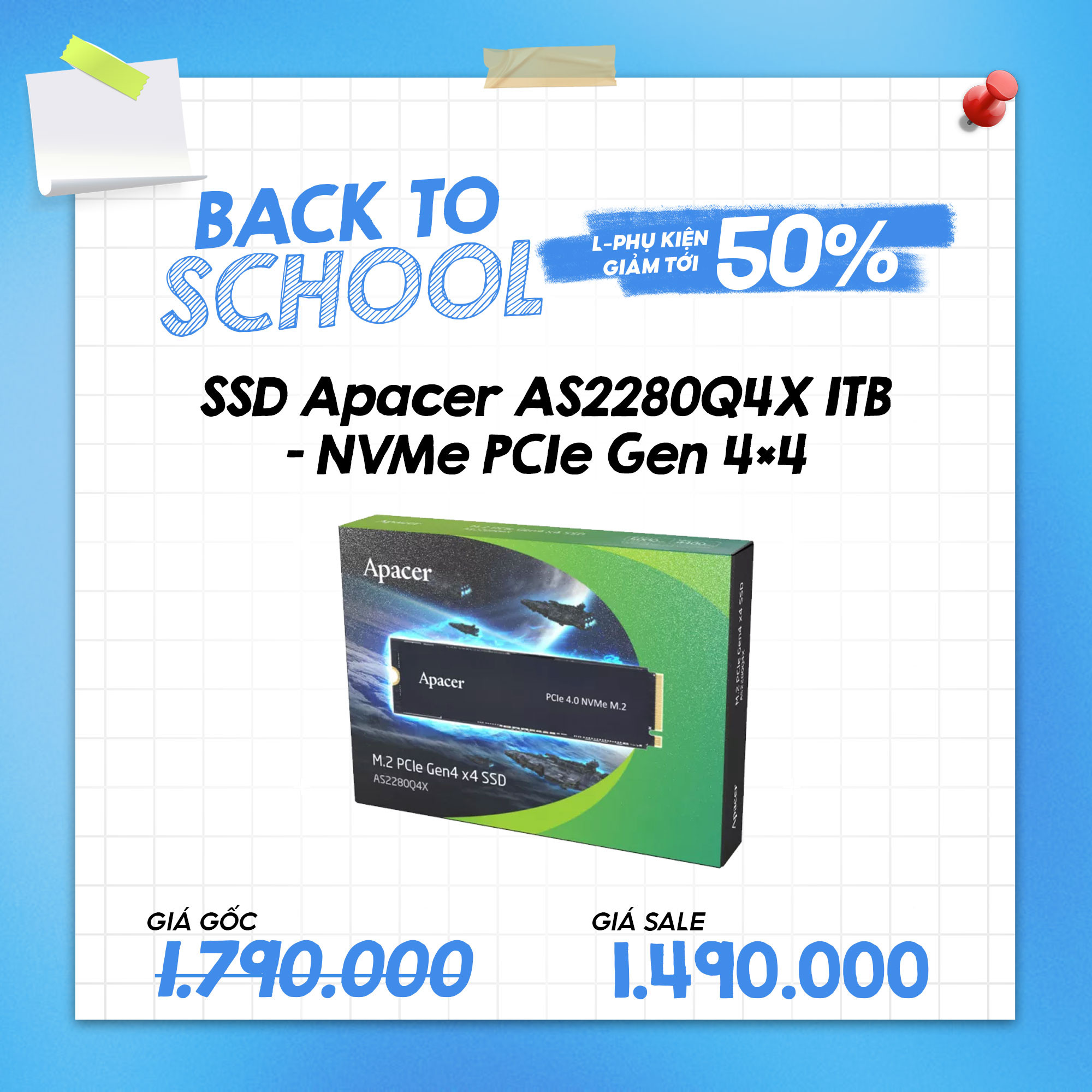 SSD Apacer AS2280Q4X 1TB NVMe PCLe Gen 4x4